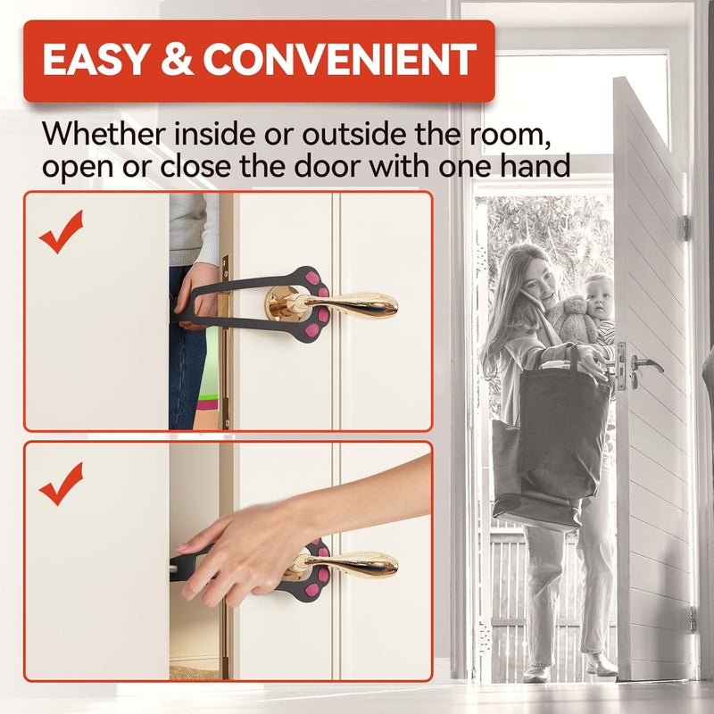 TGIOW Cat Door Latch, 2 Pcs Cat Door Stopper Pet Door Latch to Keep Dog Out of Litter Box and Food, Door Prop for Cat with 4 Adjustable Size Strap 2.2-5" Wide, No Measuring, Easy to Install, Grey - Image 3